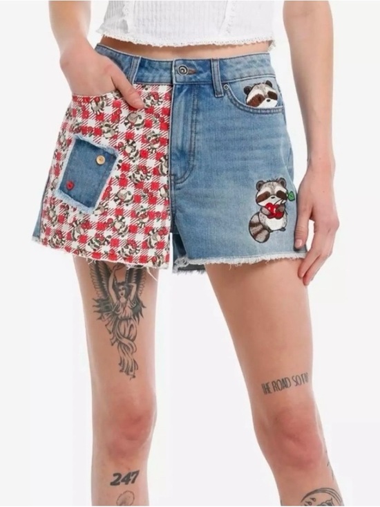 Hot Topic Pants - Thorn & Fable Raccoons & Cherries Gingham Shorts